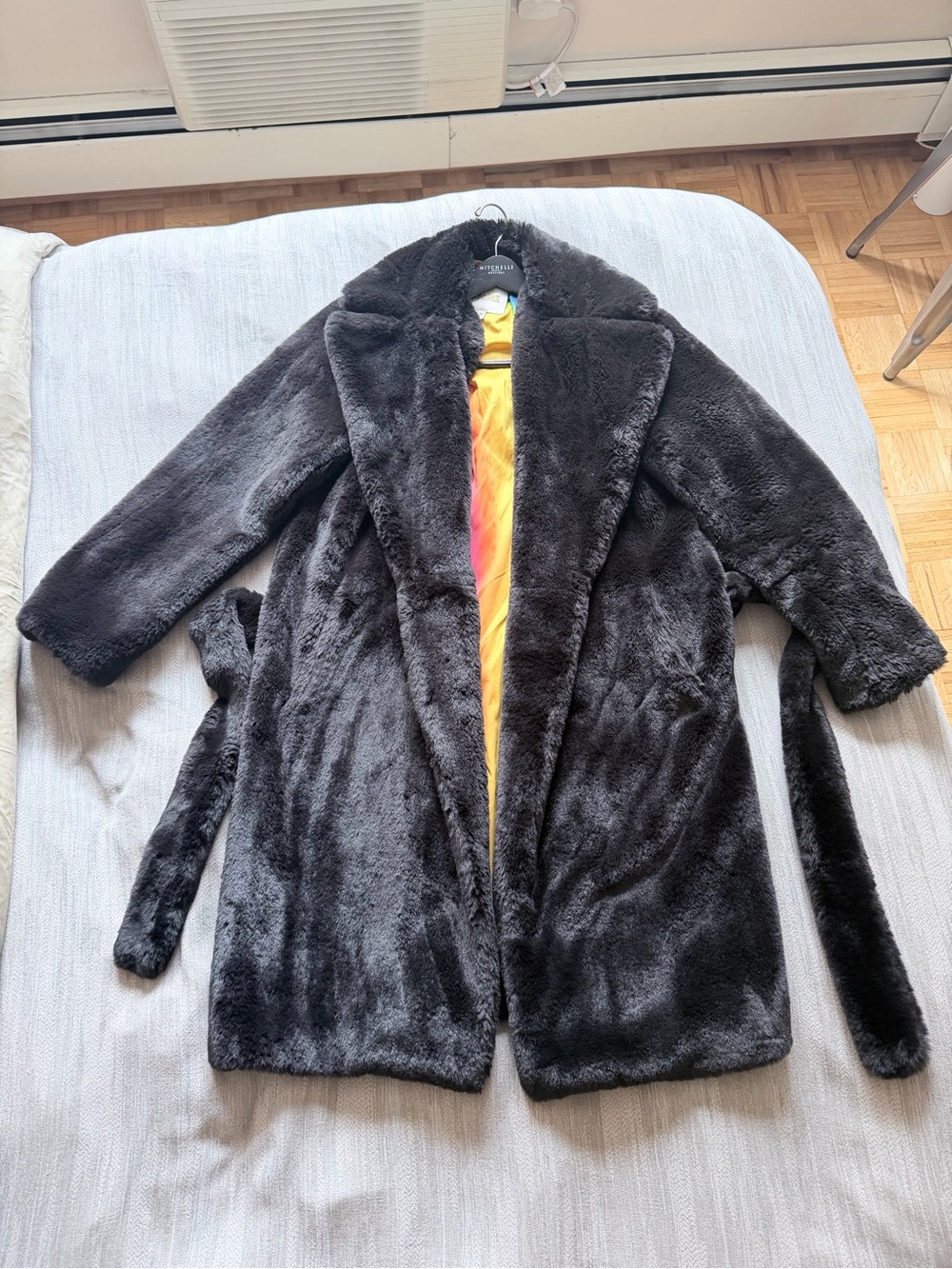Apparis Faux Fur Long Coat - Black
